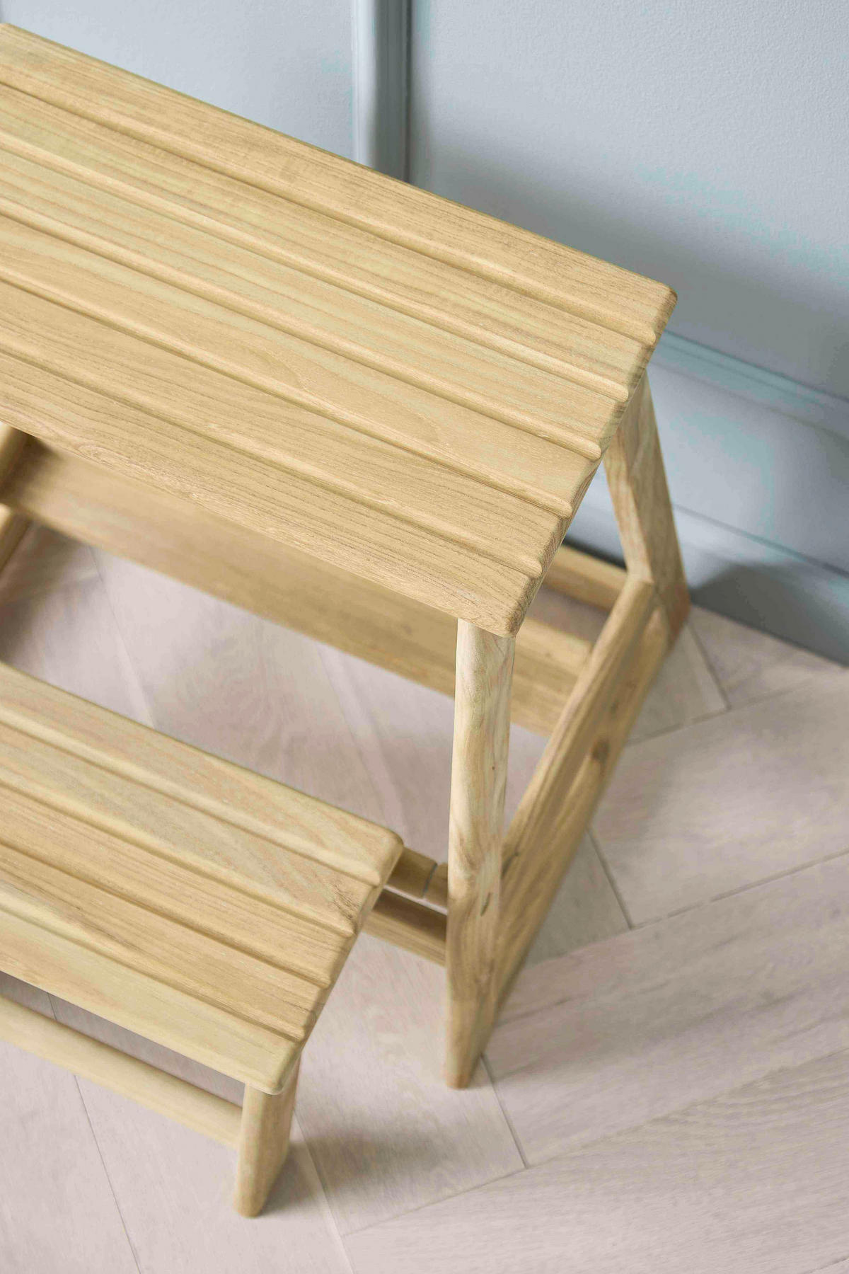 TRITTHOCKER SKALA  - Teakfarben, Natur, Holz (45,5/49/38,5cm) - Gardenson