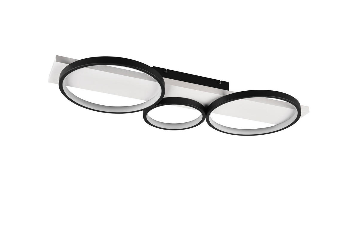 LED-DECKENLEUCHTE - Schwarz/Weiß, Design, Holz/Metall (80/8/34,5cm) - Trio Leuchten