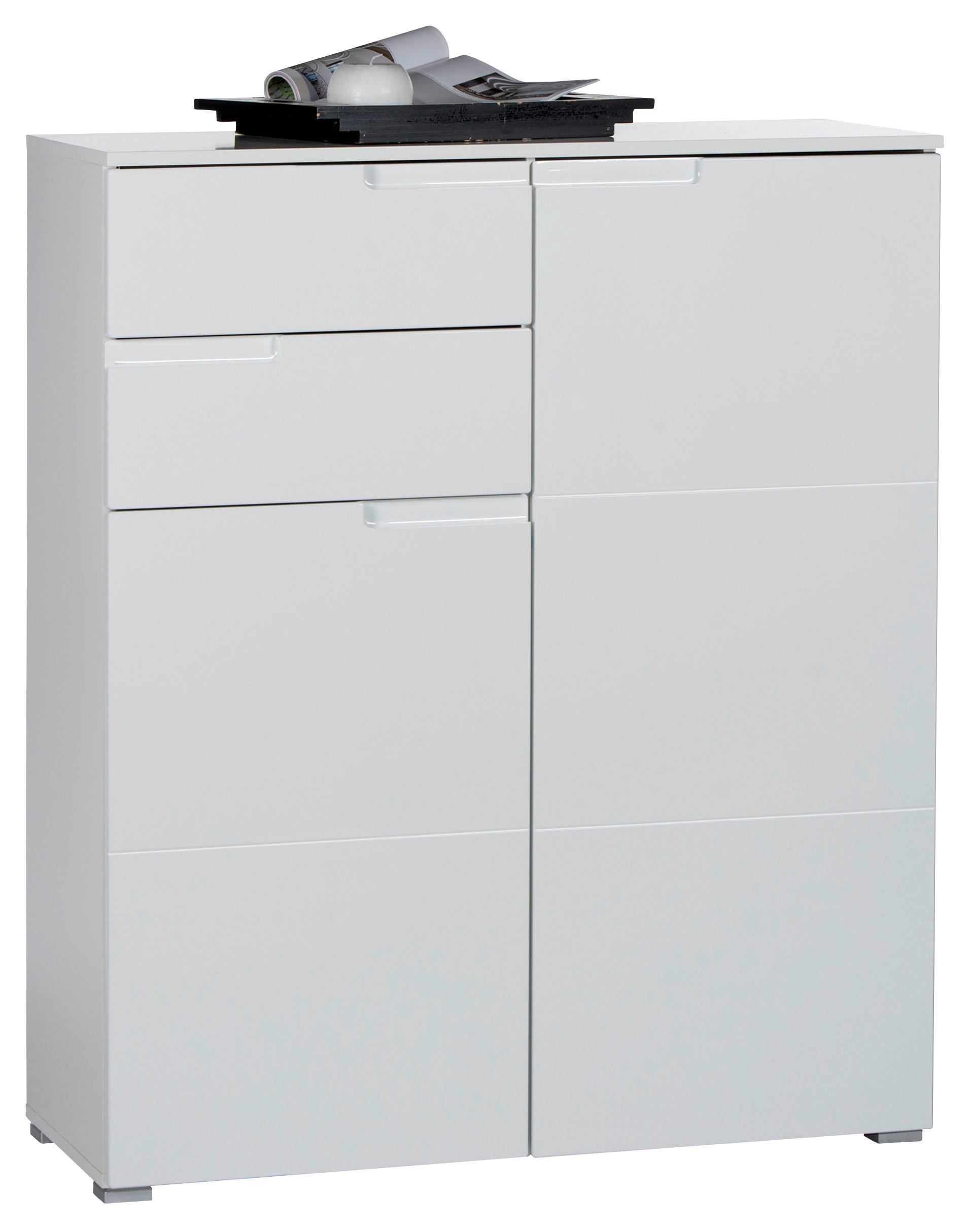 KOMODA, bela  - srebrne barve/bela, Design, umetna masa/leseni material (100/119/40cm) - Xora