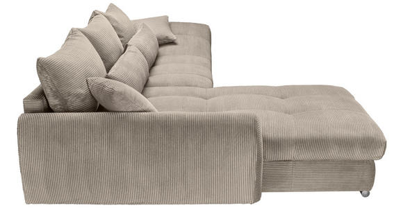 ECKSOFA Taupe Cord  - Taupe/Chromfarben, KONVENTIONELL, Textil/Metall (225/335cm) - Carryhome
