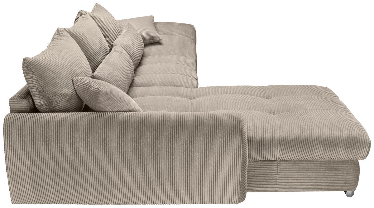 ECKSOFA Taupe Cord  - Taupe/Chromfarben, KONVENTIONELL, Textil/Metall (225/335cm) - Carryhome