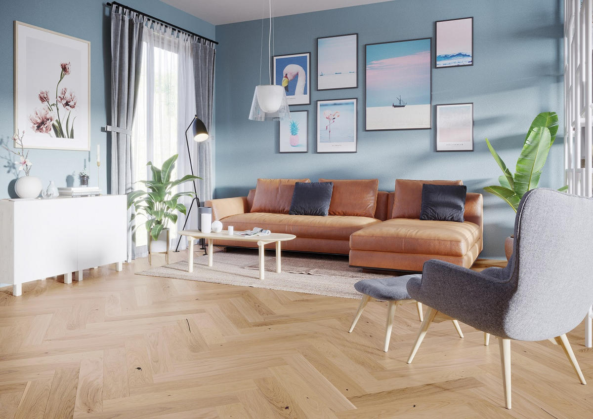 FISCHGRÄT Eiche Lombardy  per  m² - Eichefarben, Design, Holz (72,5/13/1,4cm) - Ambiente