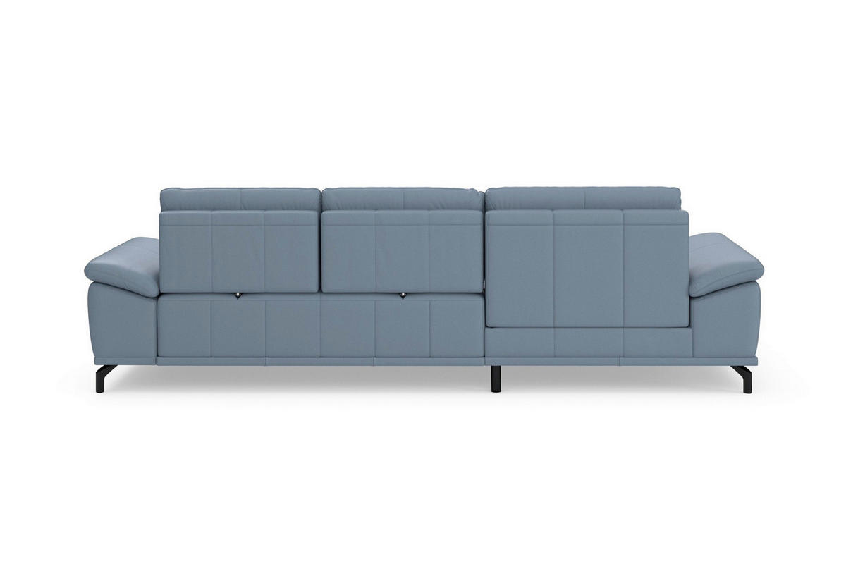 ROHOVÁ SEDAČKA, kůže, šedomodrá - šedomodrá/černá, Basics, kov/kůže (176/301cm) - Sit & More