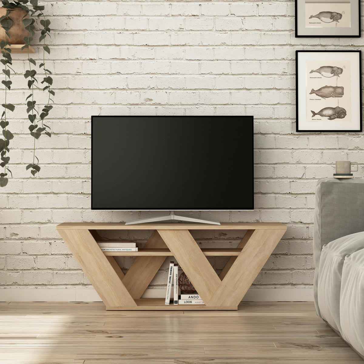 PHONOTISCH - Eichefarben, Design, Holzwerkstoff (110/30/40cm) - Livetastic