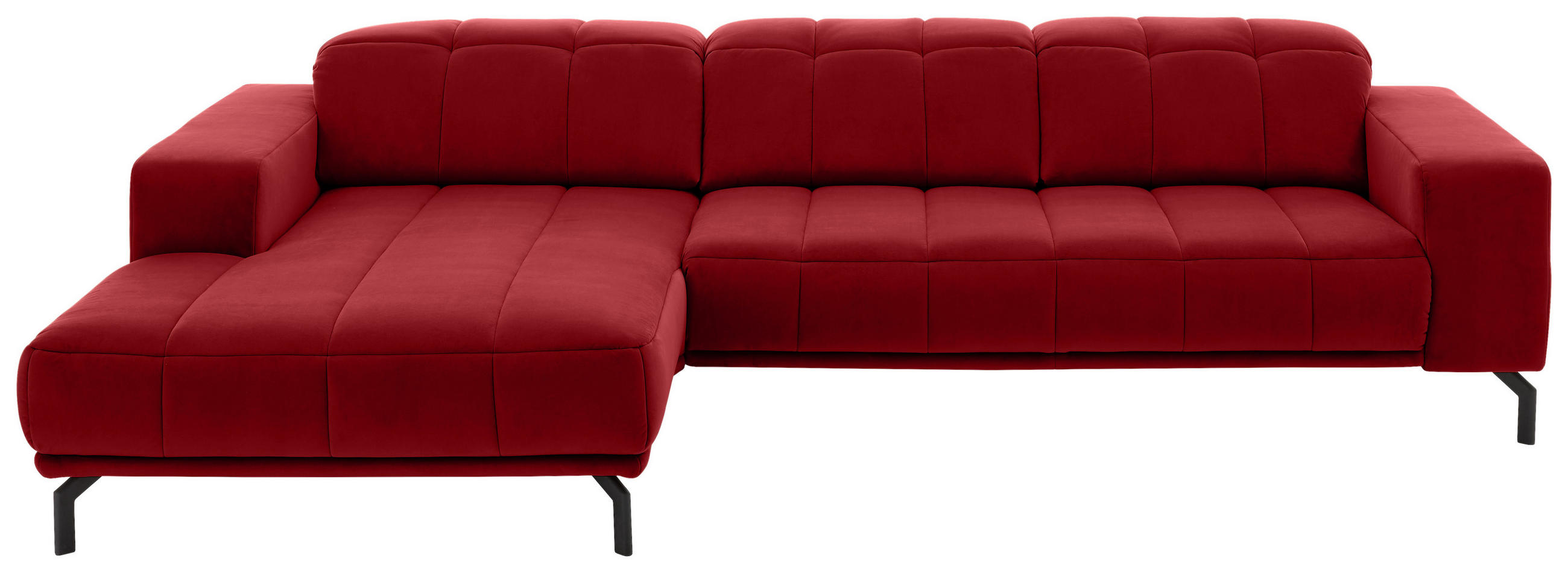 ECKSOFA Rot Velours  - Rot/Schwarz, Design, Textil/Metall (195/293cm) - Beldomo Style