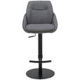 BARHOCKER in Metall, Textil Grau, Schwarz  - Schwarz/Grau, Design, Textil/Metall (49/85.5-110/59cm) - Novel