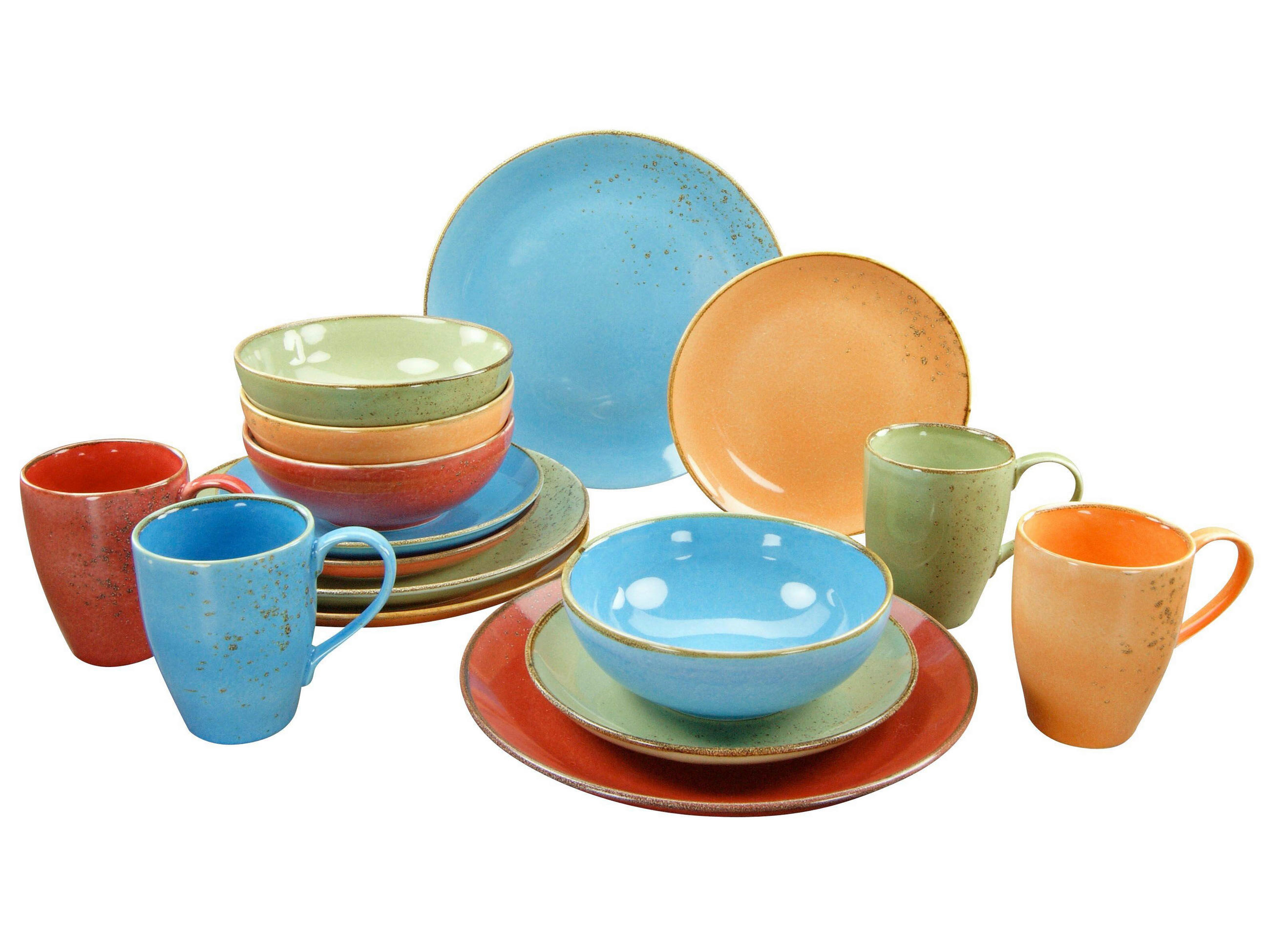 KOMBISERVICE NATURE COLLECTION MEDITERRAN 16-teilig  - Multicolor, Basics, Keramik (34/31,5/33cm) - Creatable