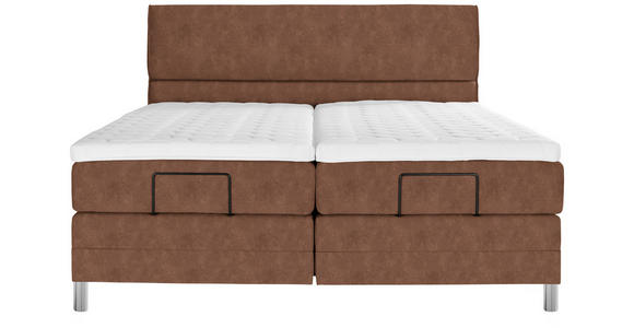 BOXSPRINGBETT 180/200 cm  in Cognac  - Chromfarben/Cognac, KONVENTIONELL, Kunststoff/Textil (180/200cm) - Voleo