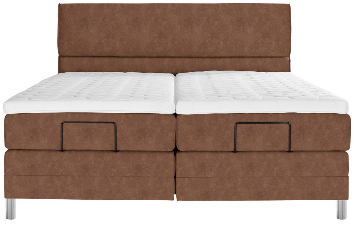BOXSPRINGBETT 180/200 cm  in Cognac  - Chromfarben/Cognac, Konventionell, Kunststoff/Textil (180/200cm) - Voleo
