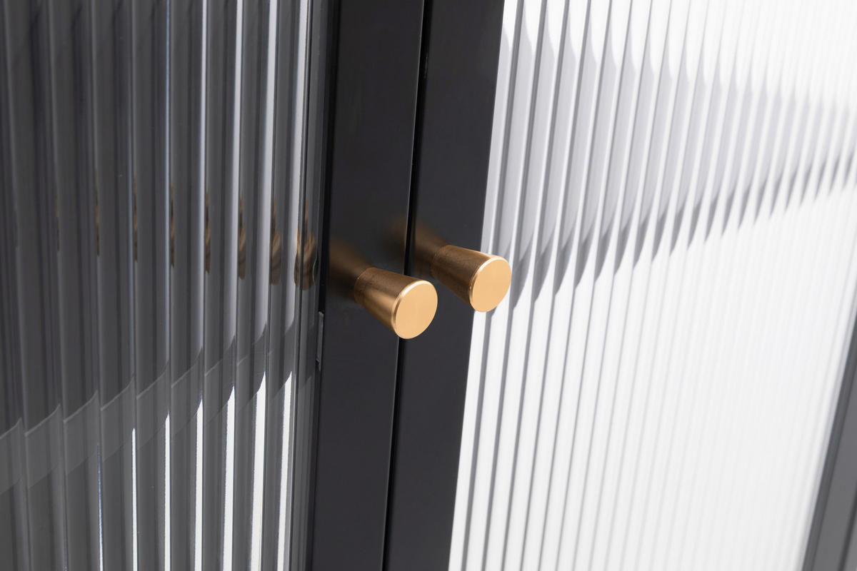 VITRINE  in Schwarz  - Transparent/Goldfarben, Design, Glas/Metall (80/110/40cm) - MID.YOU