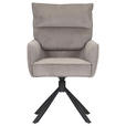 ARMLEHNSTUHL  Stoffauswahl, Sitzfläche 360° drehbar, automatische Rückholfunktion Cord  - Taupe/Schwarz, Design, Textil/Metall (60/95/62cm) - Novel