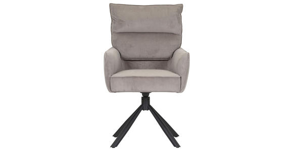 ARMLEHNSTUHL  Stoffauswahl, Sitzfläche 360° drehbar, automatische Rückholfunktion Cord  - Taupe/Schwarz, Design, Textil/Metall (60/95/62cm) - Novel