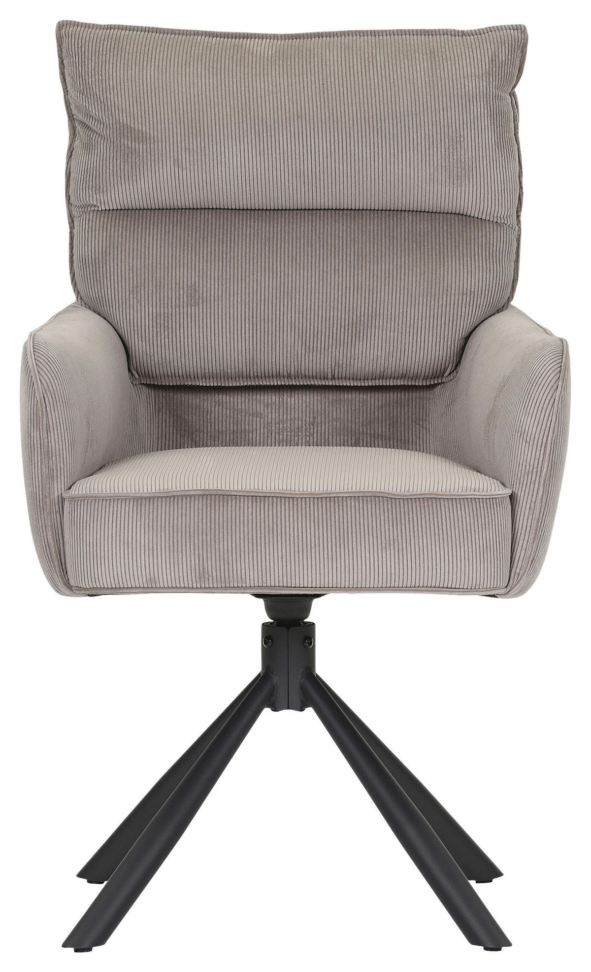 ARMLEHNSTUHL  Stoffauswahl, Sitzfläche 360° drehbar, automatische Rückholfunktion Cord  - Taupe/Schwarz, Design, Textil/Metall (60/95/62cm) - Novel