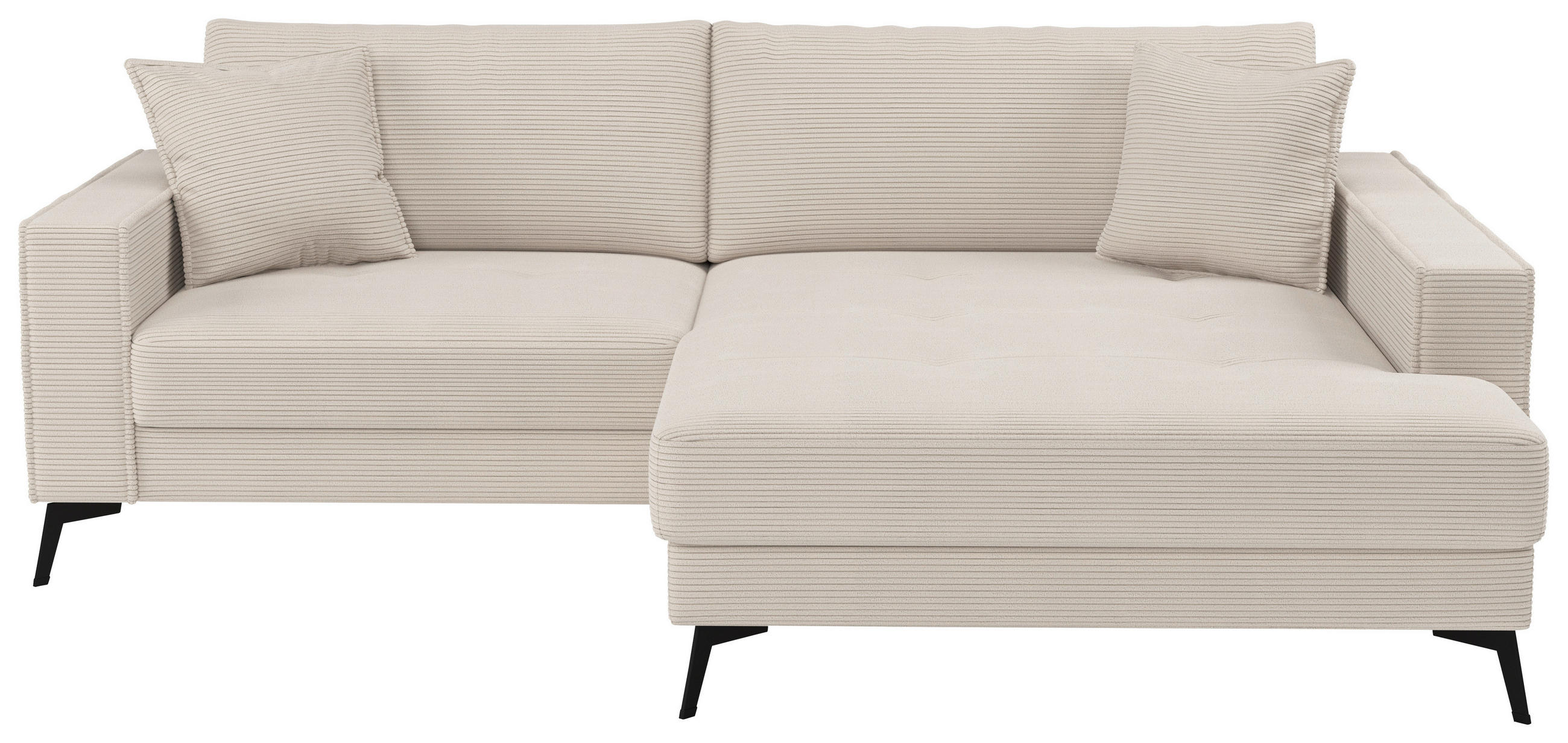 ECKSOFA TED Creme Cord Zierkissen  - Creme/Schwarz, Trend, Textil/Metall (228/174cm) - P & B