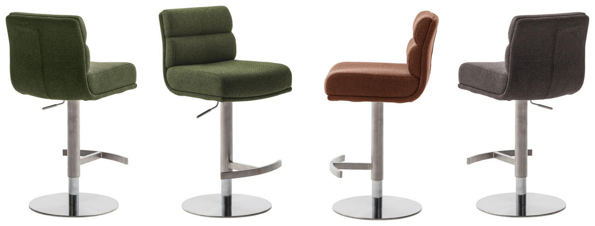BARHOCKER in Metall, Textil Edelstahlfarben, Olivgrün  - Edelstahlfarben/Olivgrün, Design, Textil/Metall (43/84/52cm) - Dieter Knoll