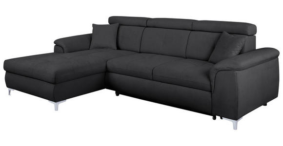 ECKSOFA in Flachgewebe Dunkelgrau  - Chromfarben/Dunkelgrau, KONVENTIONELL, Textil/Metall (175/268cm) - Carryhome