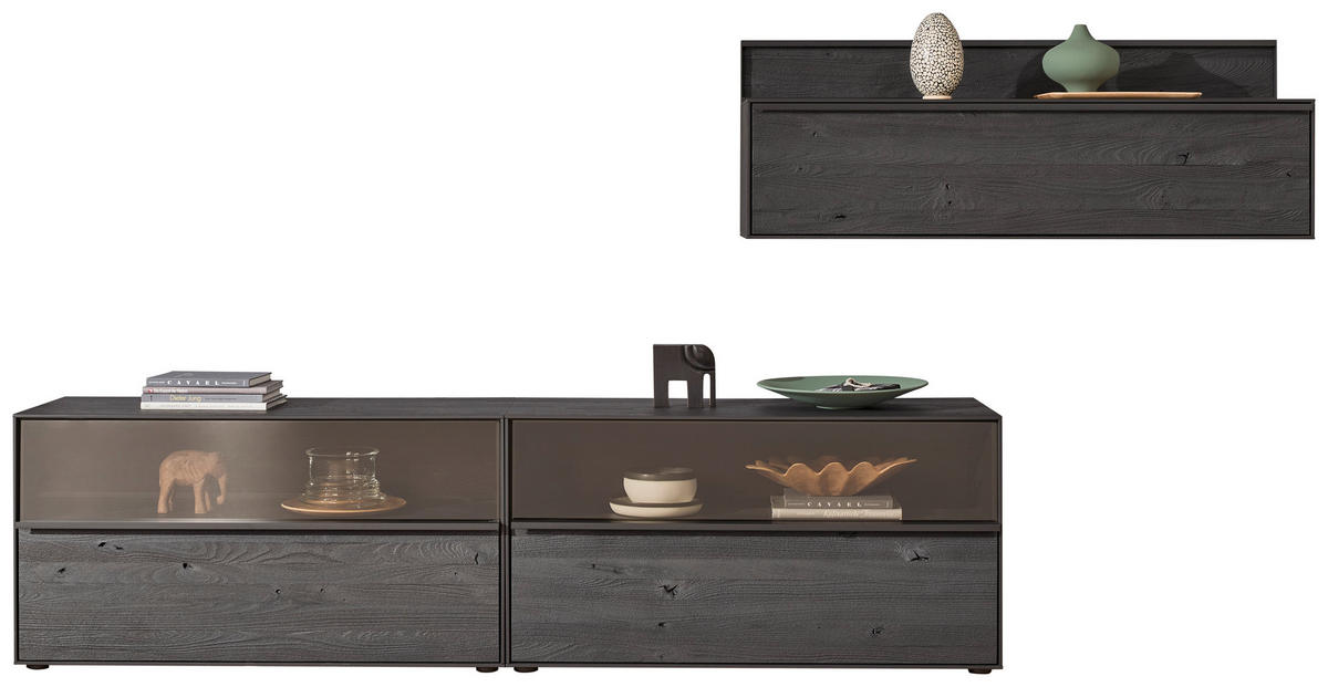 PAROI MURALE  in Anthrazit 308/151/49 cm  - Anthrazit/Schwarz, Design, Glas/Holz (308/151/49cm) - Johann Jakob