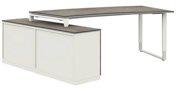 ECKSCHREIBTISCH in Graphitfarben, Weiß - Alufarben/Graphitfarben, Design, Holzwerkstoff/Metall (200/160cm) - Moderano