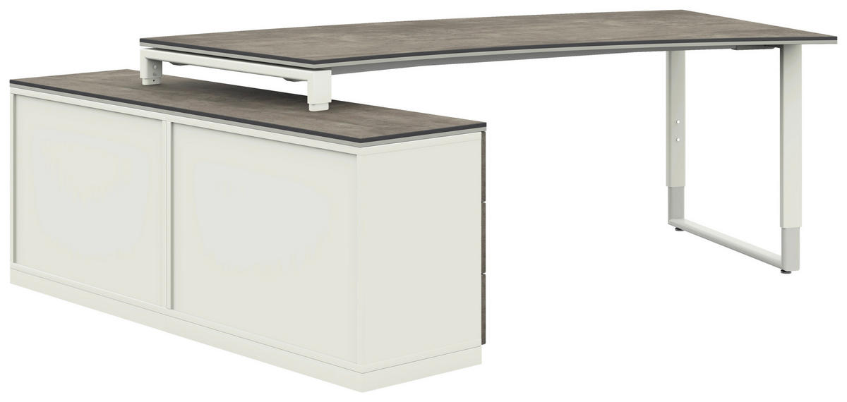 ECKSCHREIBTISCH  in Graphitfarben, Weiß  - Alufarben/Graphitfarben, Design, Holzwerkstoff/Metall (200/160cm) - Moderano