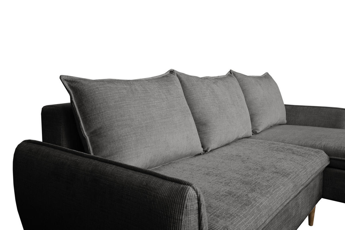 ECKSOFA Graubraun Chenille  - Graubraun/Buchefarben, KONVENTIONELL, Holz/Textil (244/163cm) - Carryhome