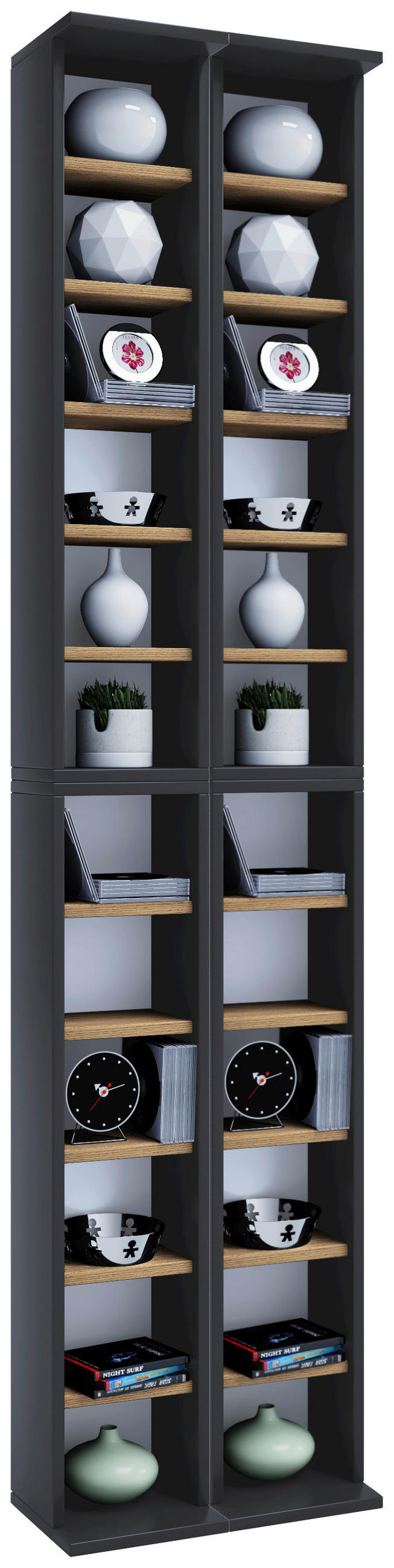 CD-REGAL Anthrazit, Honigeiche  - Honigeiche/Anthrazit, Design, Holzwerkstoff (42/183/20cm) - MID.YOU