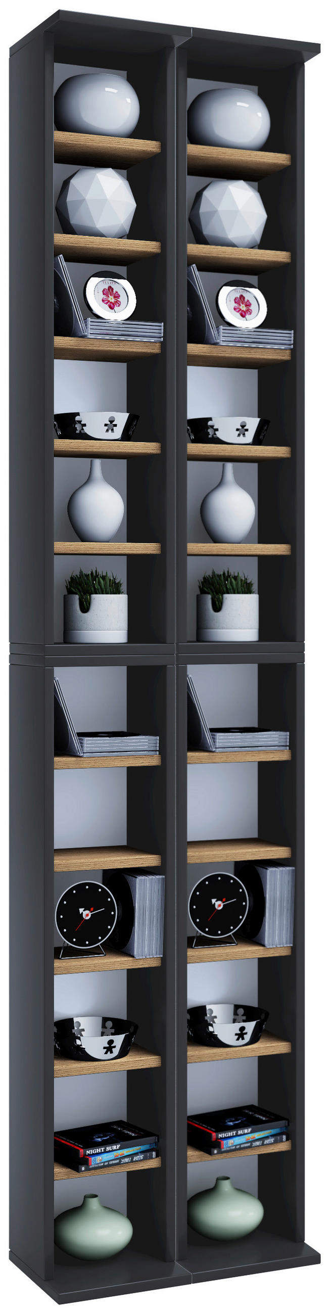 CD-REGAL - Honigeiche/Anthrazit, Design, Holzwerkstoff (42/183/20cm) - MID.YOU