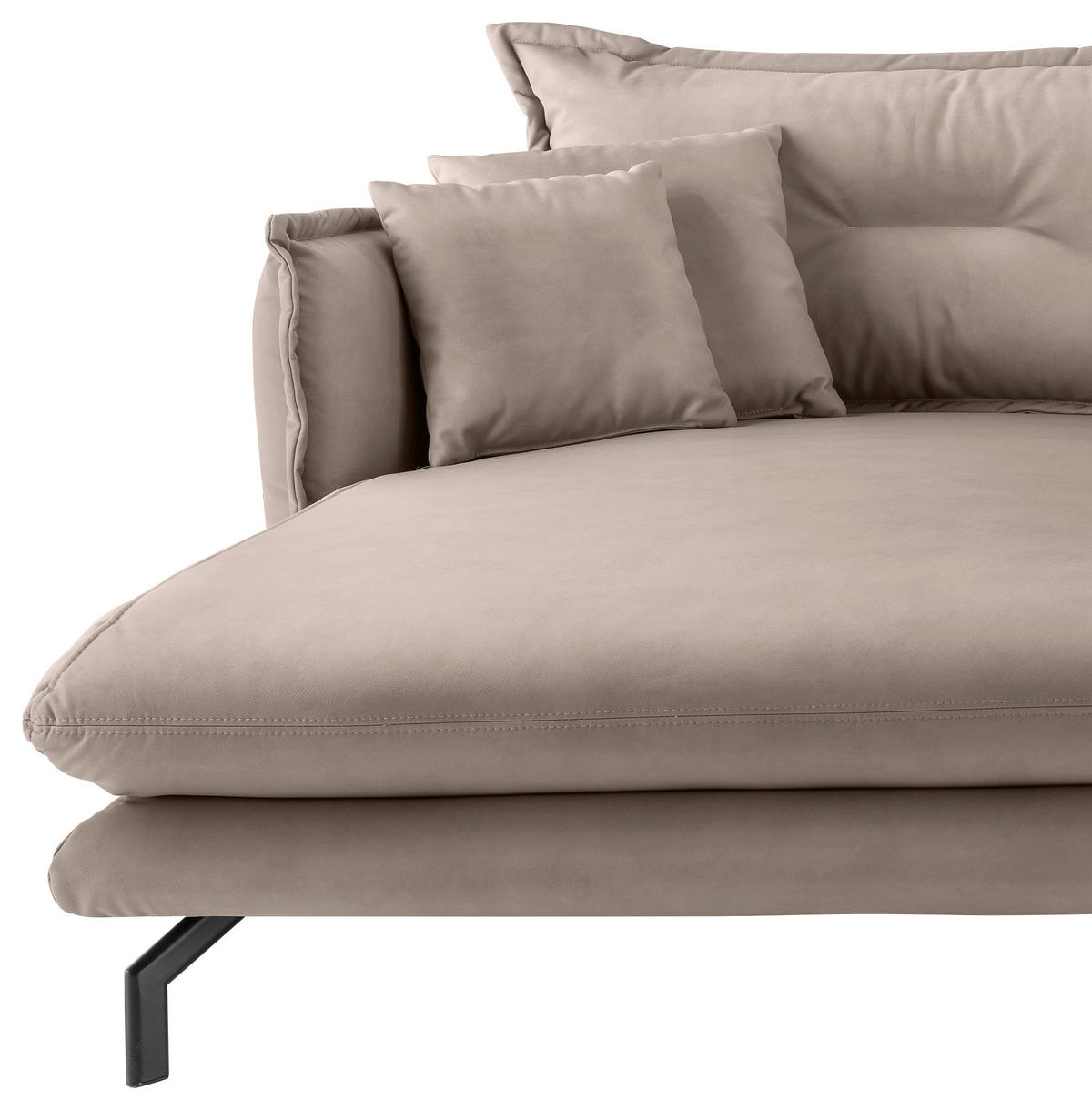 ECKSOFA in Lederlook Beige  - Beige/Schwarz, Modern, Textil/Metall (180/255cm) - Livetastic
