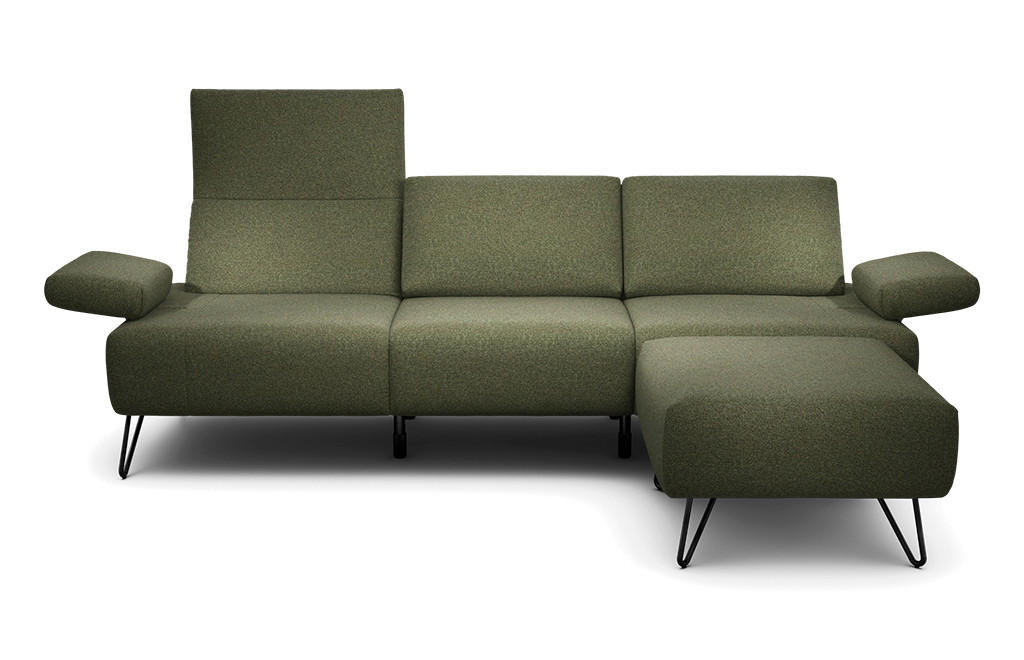 3-SITZER-SOFA in Chenille Waldgrün  - Waldgrün/Schwarz, Design, Textil/Metall (234-264/85/86-94cm) - SENSOO