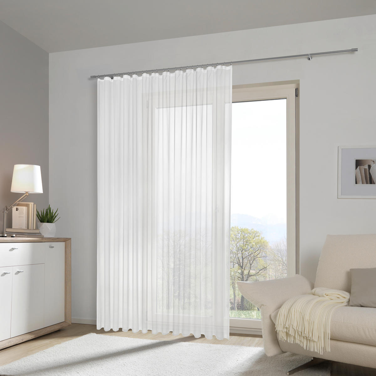 KUSOVÁ ZÁCLONA, 300/300 cm - bílá, Basics, textil (300/300cm) - Esposa