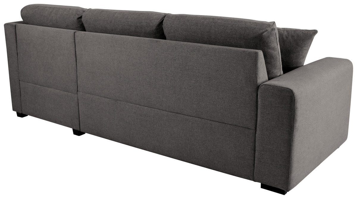 ECKSOFA LUKAS Dunkelgrau Struktur Zierkissen, Bettkasten  - Dunkelgrau, Trend, Textil (239/158cm) - P & B