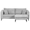 ECKSOFA in Cord Hellgrau  212/155 cm  - Hellgrau/Schwarz, KONVENTIONELL, Holz/Textil (212/155cm) - Carryhome