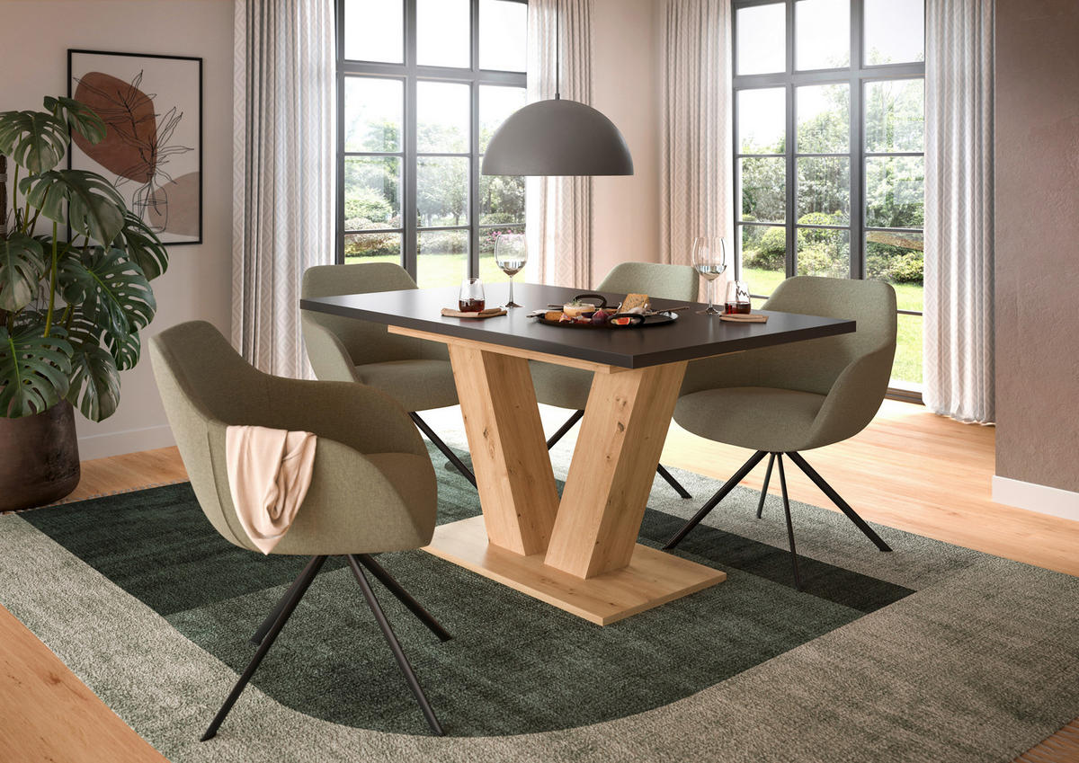 AUSZIEHTISCH Grau rechteckig  ausziehbar  - Eiche Artisan/Grau, Trend, Holzwerkstoff (150-190/76/90cm)