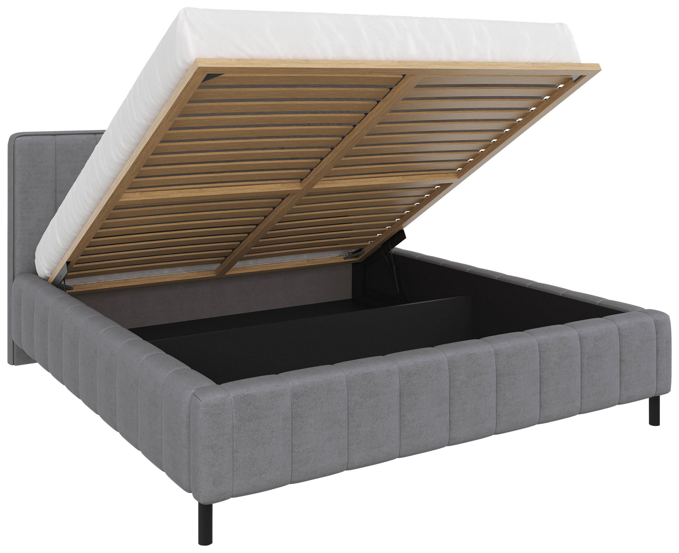 POLSTERBETT 180/200 cm  Hellgrau  - Hellgrau/Schwarz, Design, Holz/Textil (180/200cm) - Carryhome