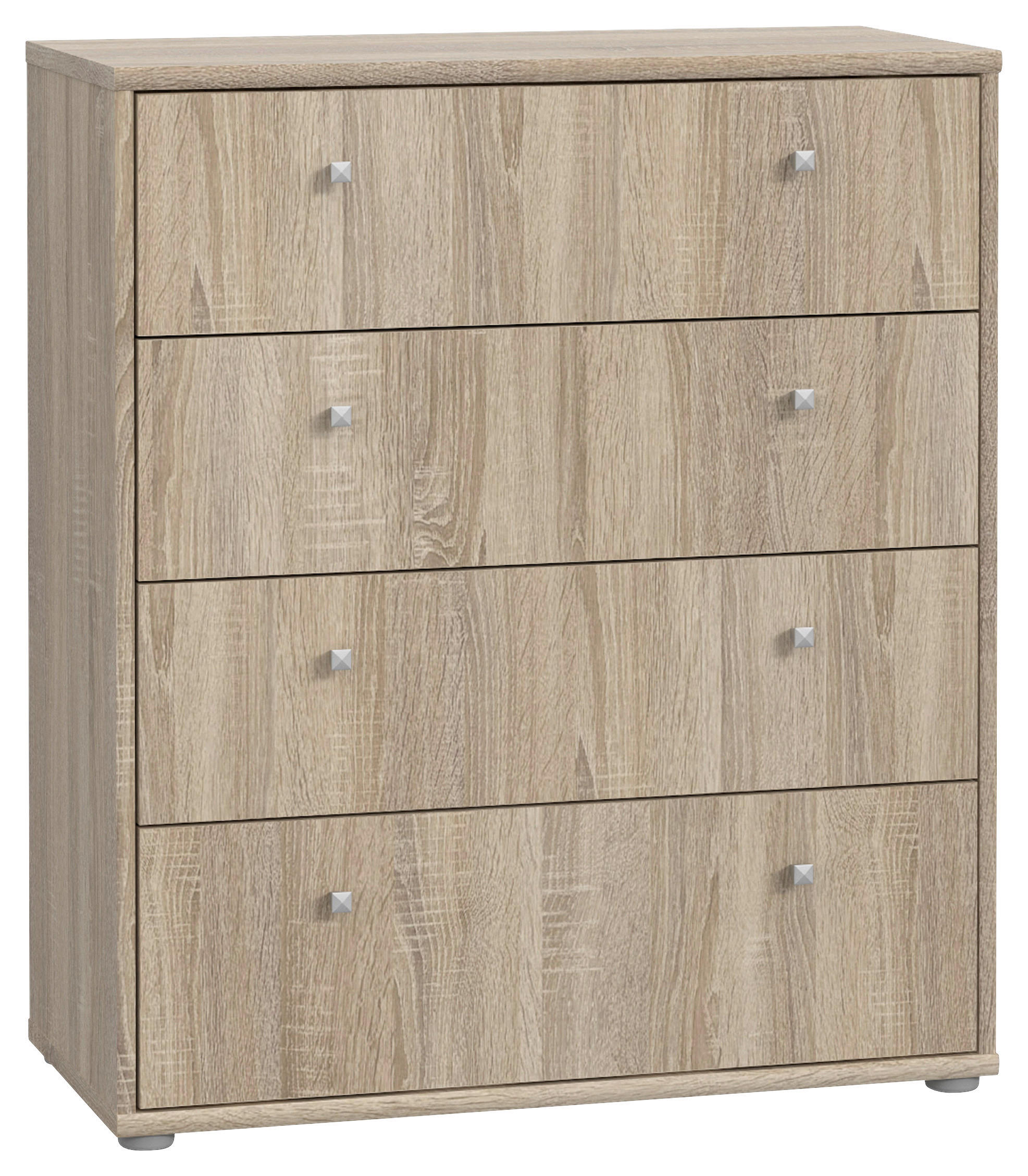 KOMMODE , 73,7/85,5/34,8 cm, 4 Schublade(n)  - Alufarben/Sonoma Eiche, Design, Holzwerkstoff/Kunststoff (73,7/85,5/34,8cm)