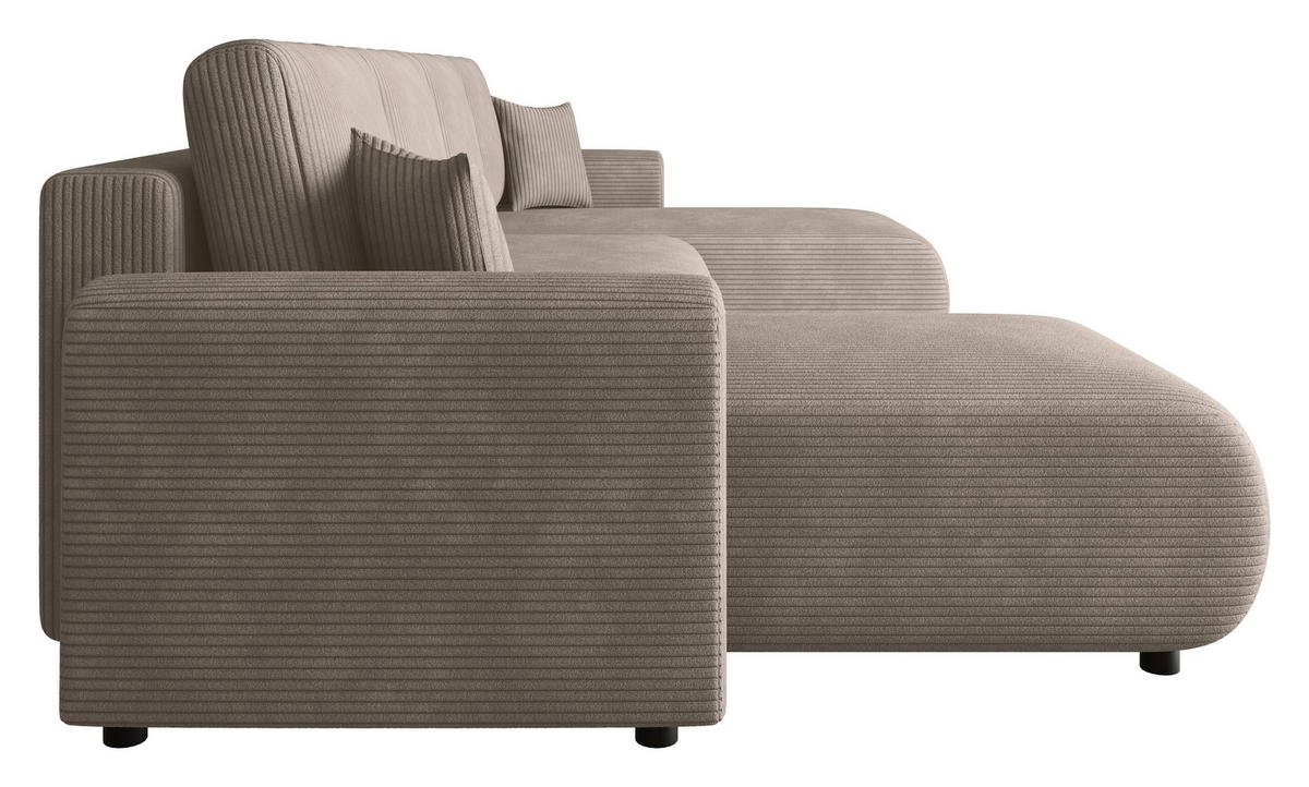 WOHNLANDSCHAFT Hellbraun Cord  - Hellbraun/Schwarz, KONVENTIONELL, Textil (152/318/152cm) - Xora