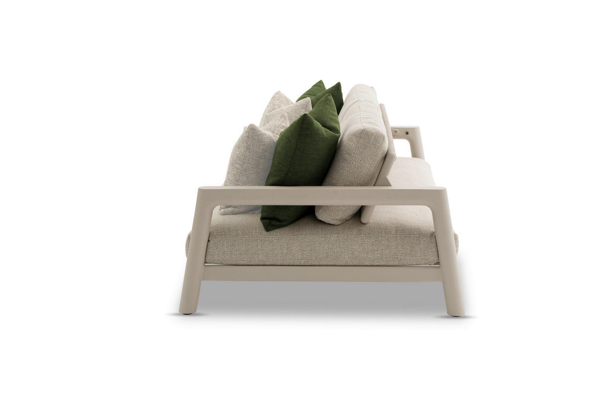 LOUNGESOFA 236/84/128 cm Aluminium  - Taupe/Grün, Basics, Textil/Metall (236/84/128cm) - Zebra 