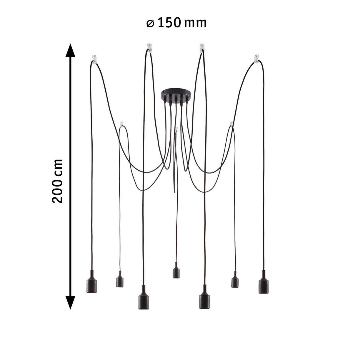 HÄNGELEUCHTE 15,0/200,0 cm  - Schwarz, Basics, Metall (15,0/200,0cm) - Paulmann