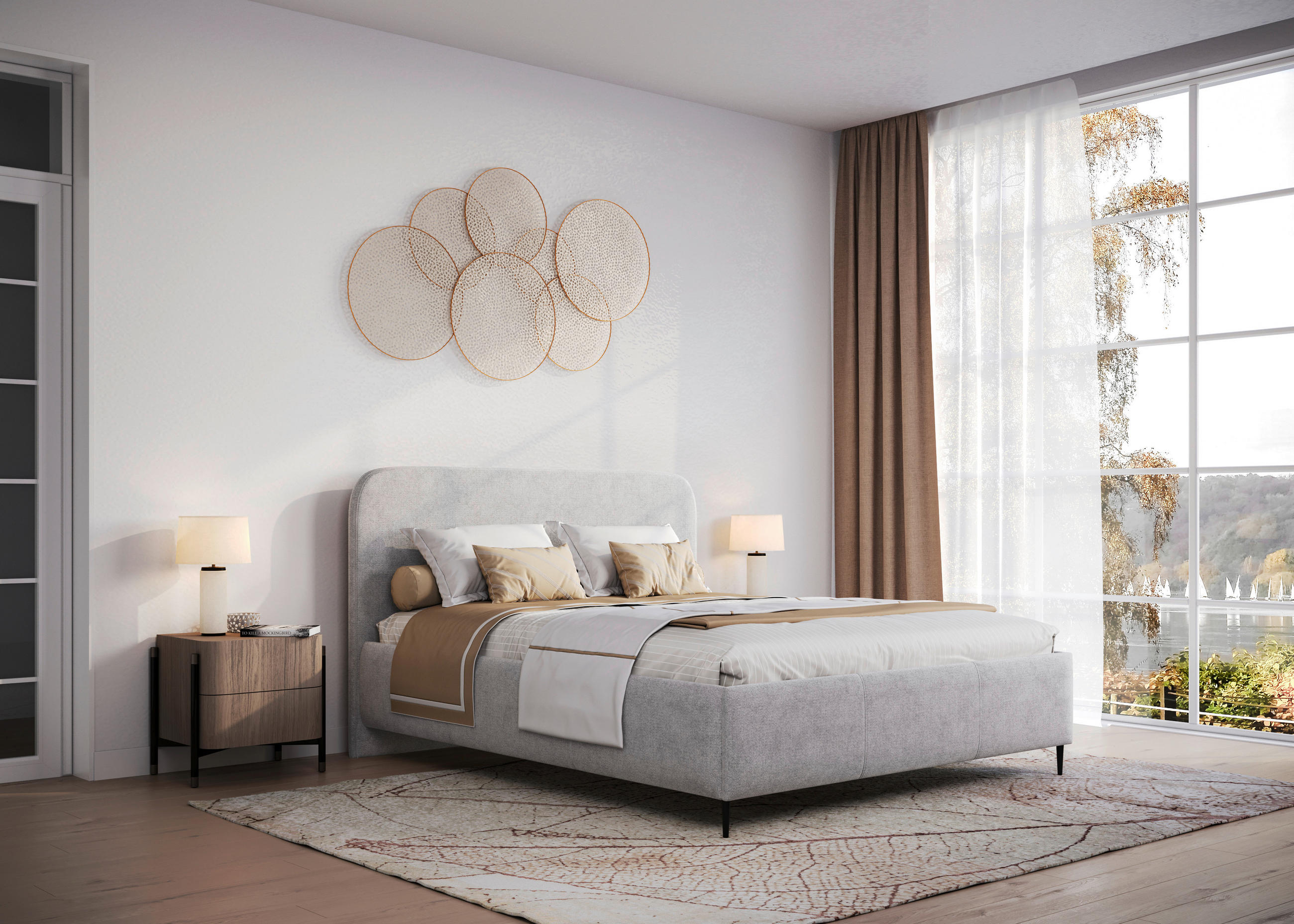 POLSTERBETT 160/200 cm,  in Hellgrau, gepolstertes Kopfteil, Lattenrost, Bettkasten,  - Hellgrau/Schwarz, MODERN, Holz/Textil (160/200cm) - MID.YOU