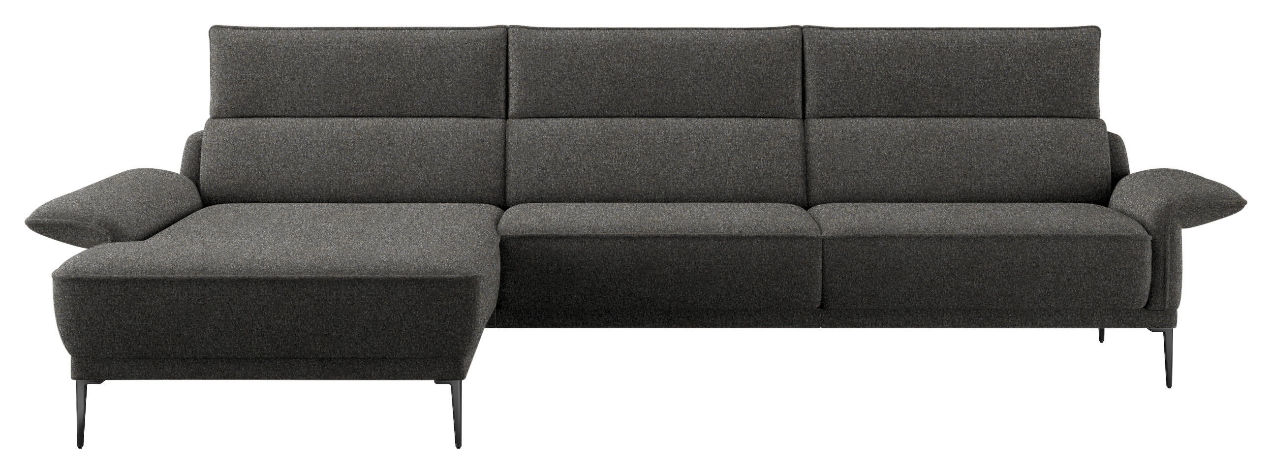 ECKSOFA in Bouclé Dunkelgrau  - Dunkelgrau/Schwarz, Modern, Textil/Metall (186/330cm) - Johann Jakob