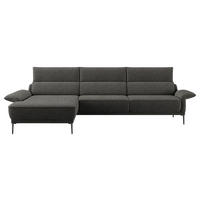 ECKSOFA in Bouclé Dunkelgrau  - Dunkelgrau/Schwarz, Modern, Textil/Metall (186/330cm) - Johann Jakob