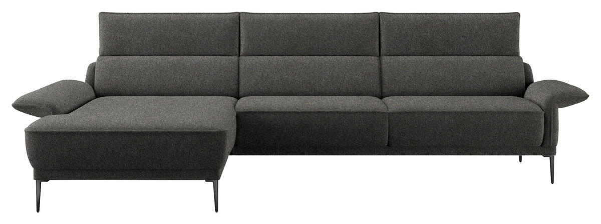 ECKSOFA in Bouclé Dunkelgrau  - Dunkelgrau/Schwarz, Modern, Textil/Metall (186/330cm) - Johann Jakob