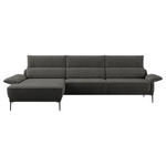 ECKSOFA in Bouclé Dunkelgrau  186/330 cm  - Dunkelgrau/Schwarz, MODERN, Textil/Metall (186/330cm) - Johann Jakob