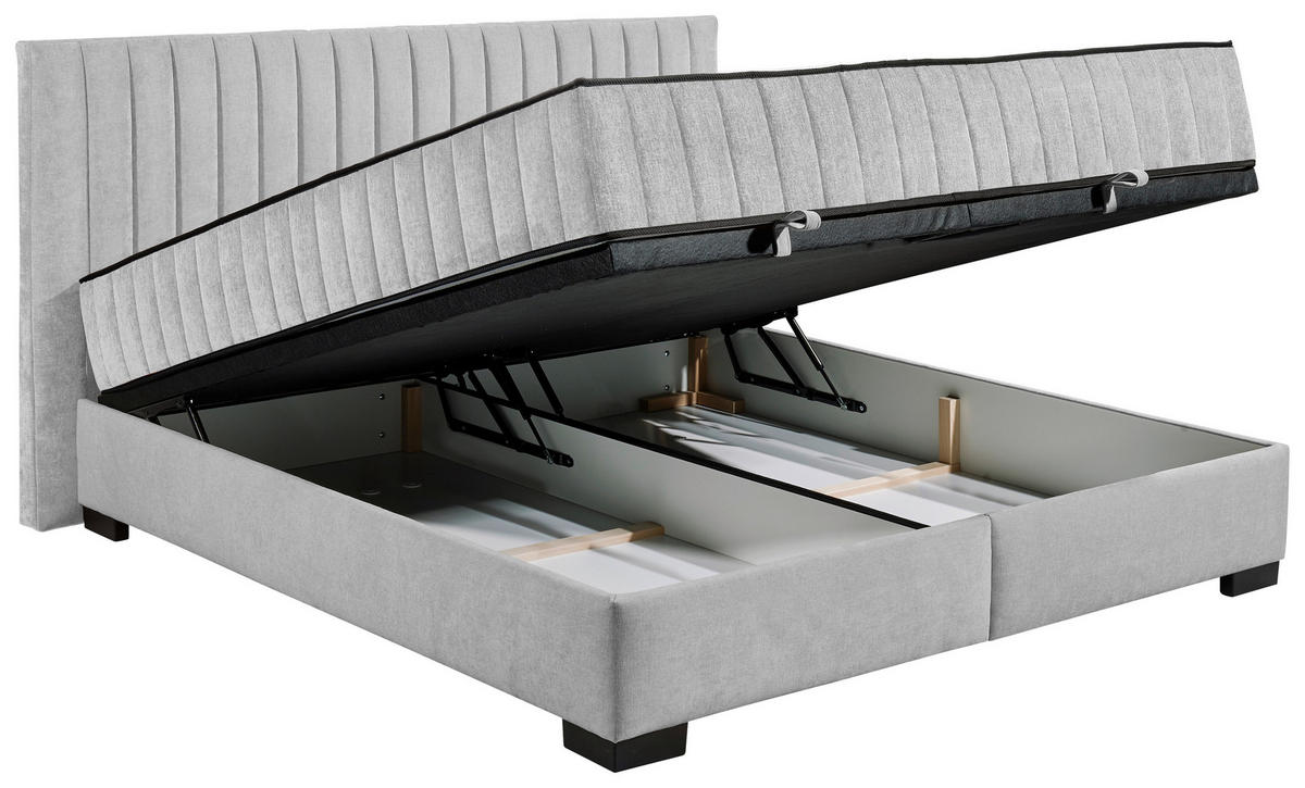 BOXBETT 180/200 cm  in Hellgrau  - Hellgrau/Schwarz, MODERN, Holzwerkstoff/Kunststoff (180/200cm) - MID.YOU