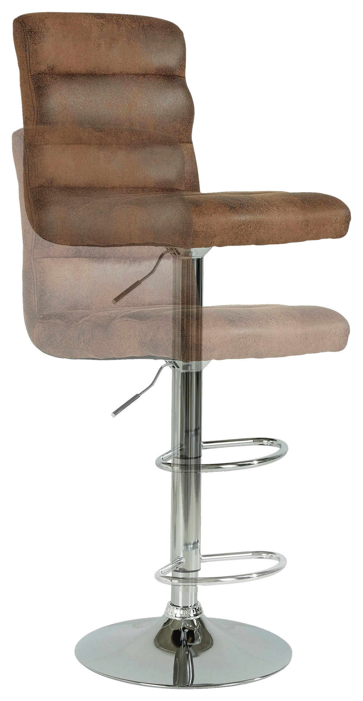 BARHOCKER-SET Lederlook Braun Stahl Sitzfläche 360° drehbar  - Chromfarben/Braun, MODERN, Textil/Metall (42/98-120/51cm) - MID.YOU