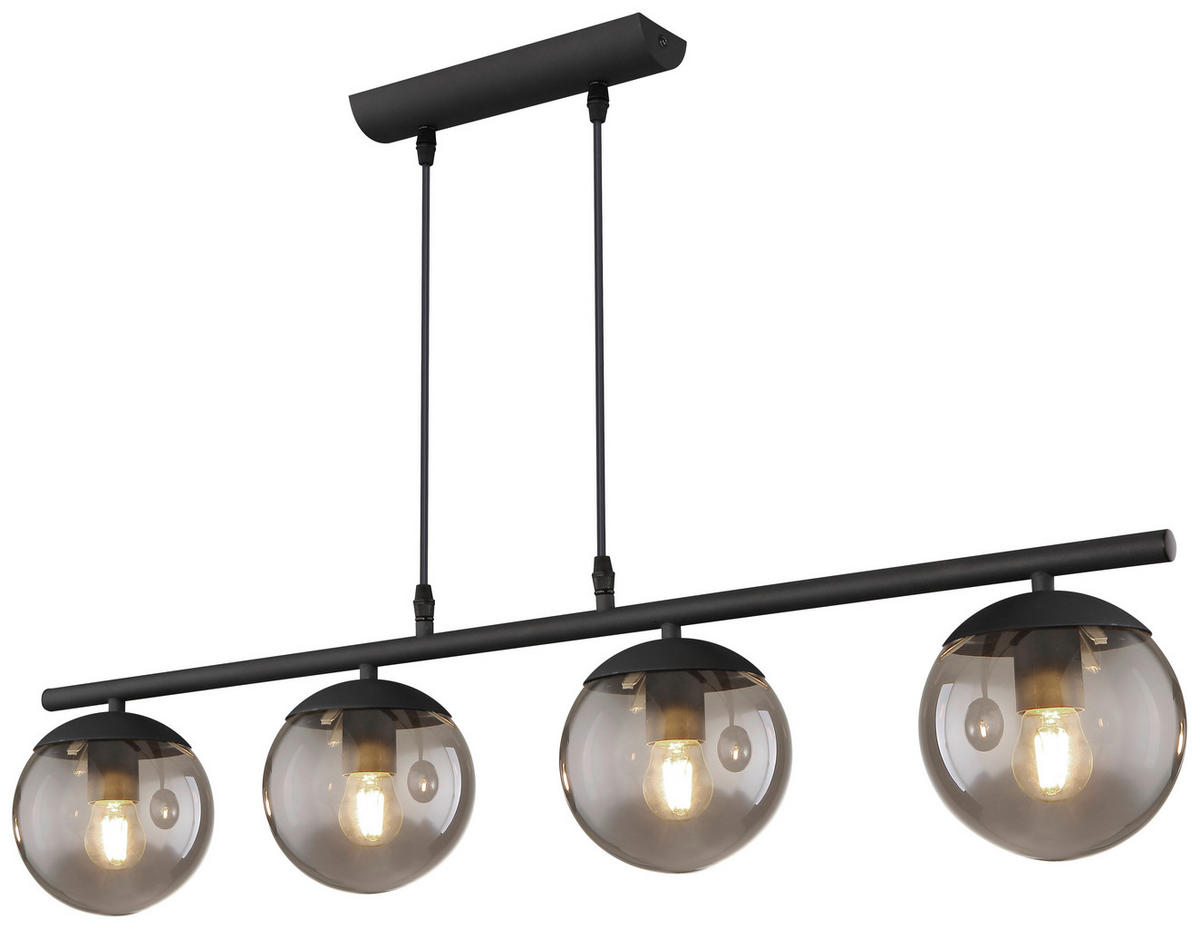 HÄNGELEUCHTE 90/15/120 cm   - Schwarz, Design, Glas/Metall (90/15/120cm) - Novel