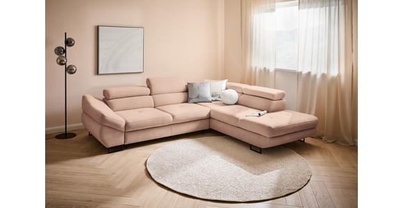 ECKSOFA in Webstoff Altrosa  - Schwarz/Altrosa, Design, Textil/Metall (280/235cm) - Hom`in