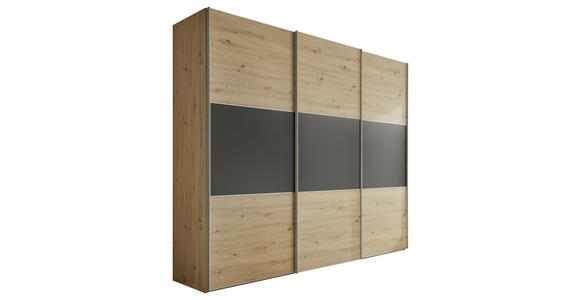 SCHWEBETÜRENSCHRANK  in Anthrazit, Eiche Artisan  - Anthrazit/Alufarben, Holzwerkstoff/Metall (280/222/68cm) - Moderano