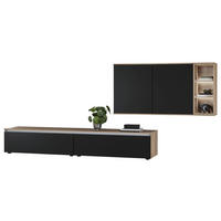 WOHNWAND  in Schwarz, Eichefarben  330/150/48,5 cm  - Eichefarben/Schwarz, Design, Holzwerkstoff/Kunststoff (330/150/48,5cm) - Celina Home