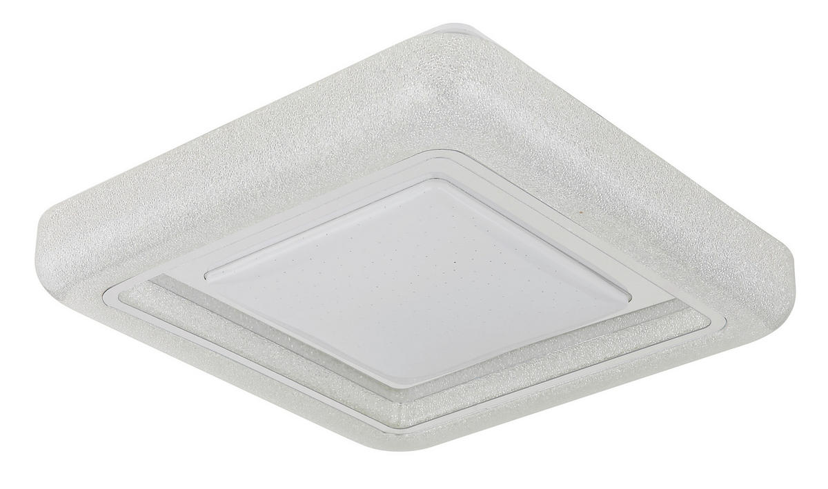 LED-DECKENLEUCHTE MARCIA 38/38/7,5 cm   - Klar/Chromfarben, KONVENTIONELL, Kunststoff/Metall (38/38/7,5cm) - Globo