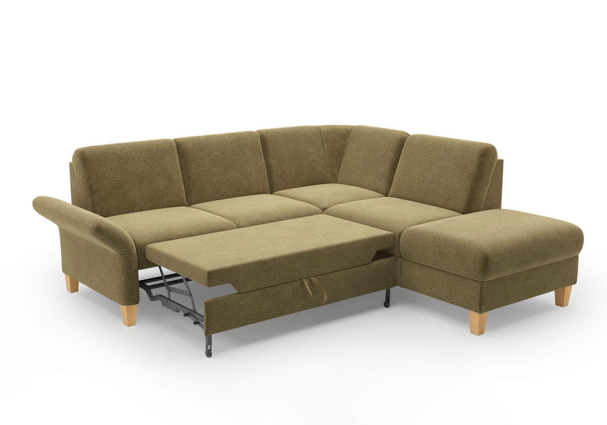 ECKSOFA ROCHELLE E Olivgrün Flachgewebe  - Eichefarben/Olivgrün, KONVENTIONELL, Holz/Textil (240/216cm) - Sit & More